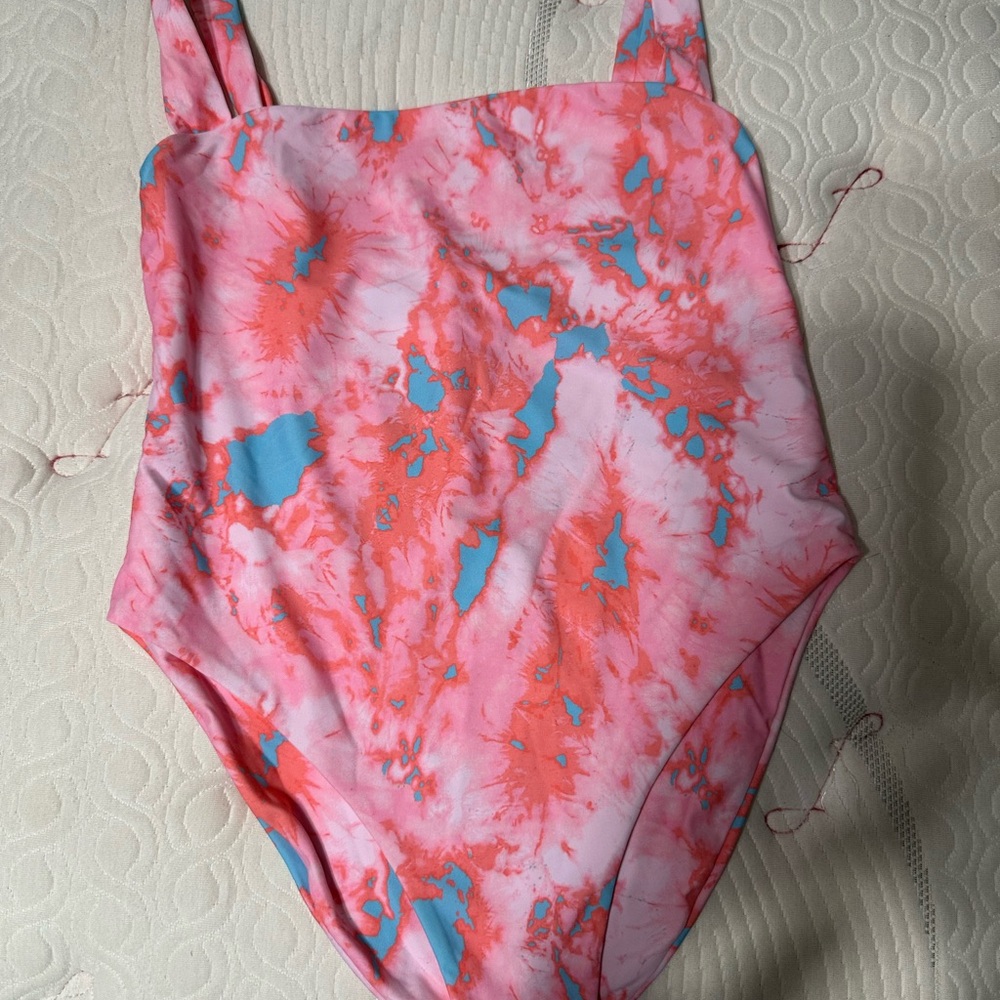 Womens Tie-Dye Swimsuit - Pink and Blue